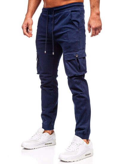 Pantalones jogger cargo de mezclilla para hombre Azul oscuro Bolf MP0165BS