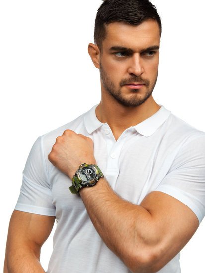 Reloj de pulsera camuflaje para hombre caqui Bolf 3258