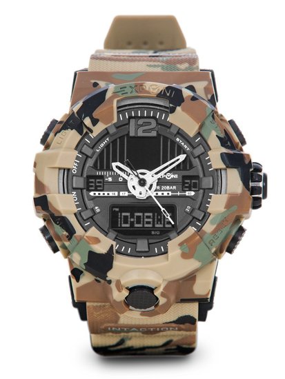 Reloj de pulsera camuflaje para hombre marrón Bolf 3261