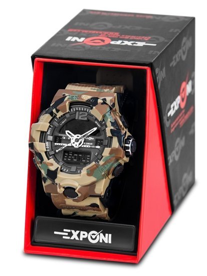 Reloj de pulsera camuflaje para hombre marrón Bolf 3261