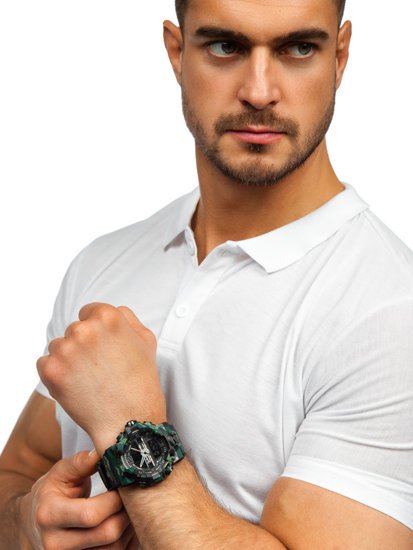 Reloj de pulsera camuflaje para hombre verde Bolf 3261