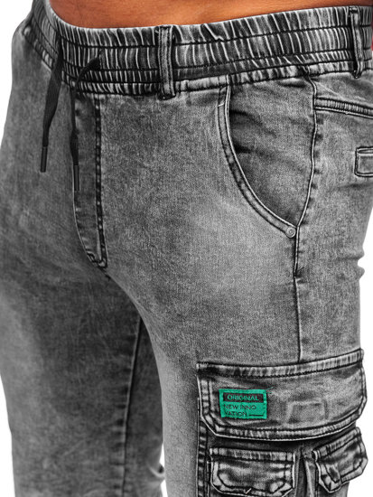 Short cargo denim para hombre negro Bolf HY820