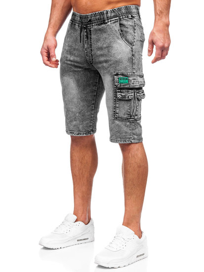 Short cargo denim para hombre negro Bolf HY820