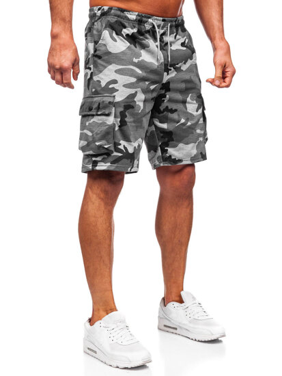 Shorts cargo de camuflaje para hombre Gris Bolf 8K282