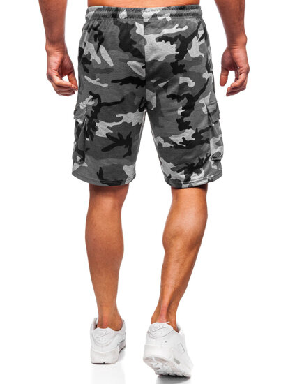 Shorts cargo de camuflaje para hombre Gris Bolf 8K282