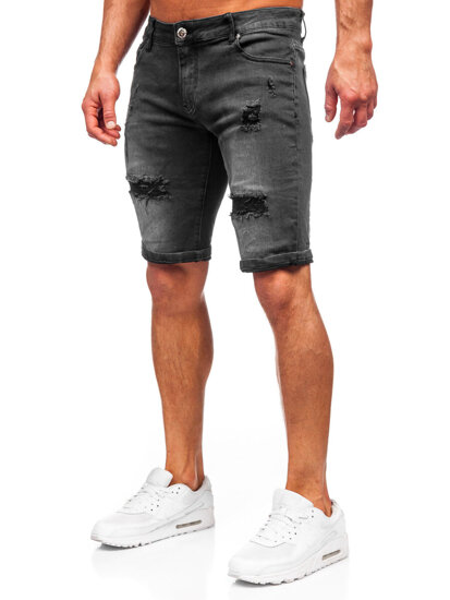 Shorts vaqueros negros para hombre Bolf TF195