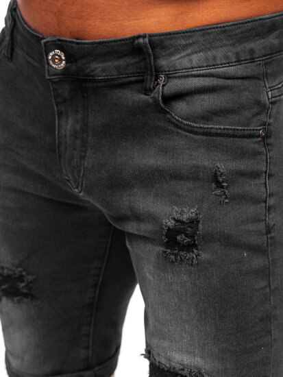 Shorts vaqueros negros para hombre Bolf TF195