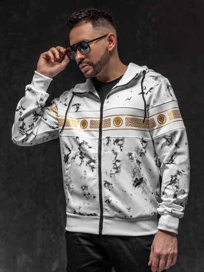 Sudadera abierta con capucha para hombre blanco Bolf 27B8125A1