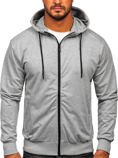 Sudadera abierta con capucha para hombre gris Bolf B025