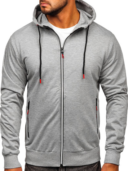 Sudadera abierta con capucha para hombre gris Bolf B033