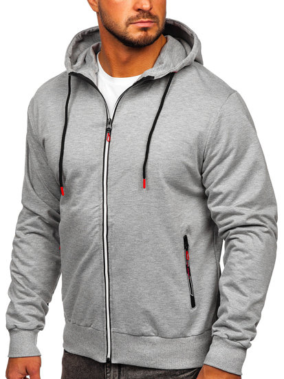 Sudadera abierta con capucha para hombre gris Bolf B033