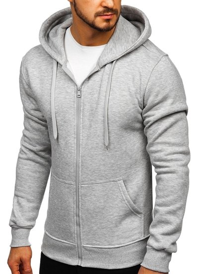 Sudadera abierta con capucha para hombre gris claro Bolf 2008