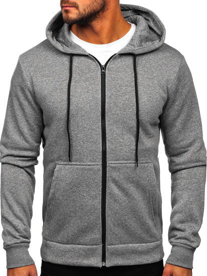 Sudadera abierta con capucha para hombre gris oscuro Bolf HW2787