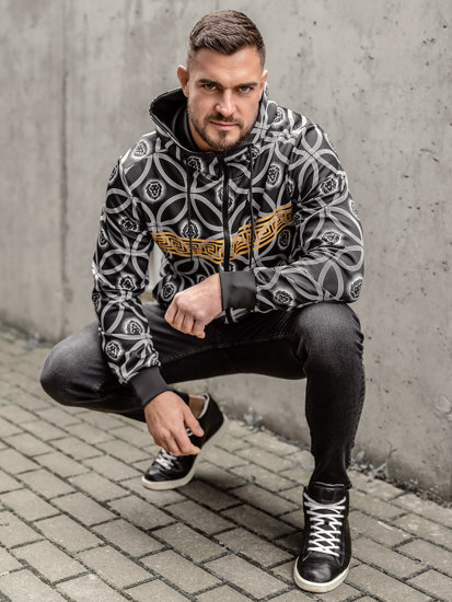 Sudadera abierta con capucha para hombre negro Bolf 27B8123A