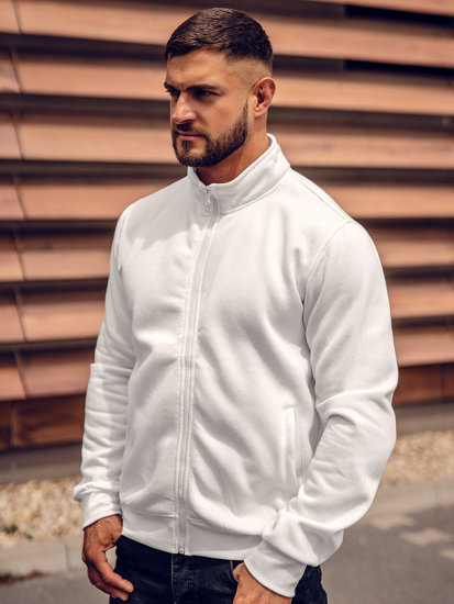 Sudadera abierta con cuello alto para hombre blanco Bolf B2002A