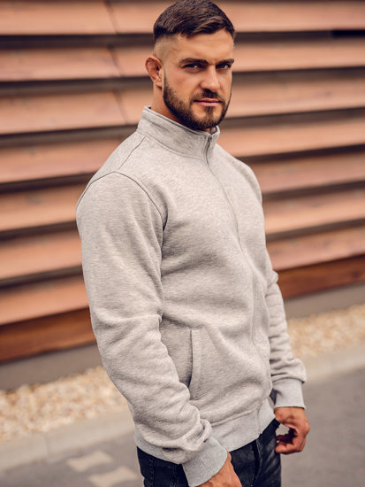 Sudadera abierta con cuello alto para hombre gris Bolf B2002A