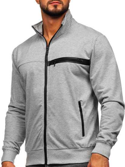 Sudadera abierta con cuello alto para hombre gris Bolf B227