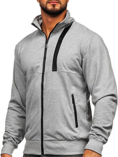 Sudadera abierta de cuello alto para hombre gris Bolf B226