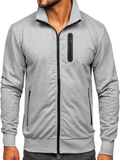 Sudadera abierta de cuello alto para hombre gris Bolf B228