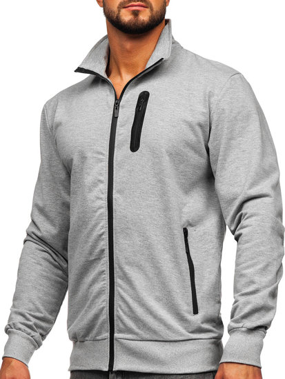 Sudadera abierta de cuello alto para hombre gris Bolf B228