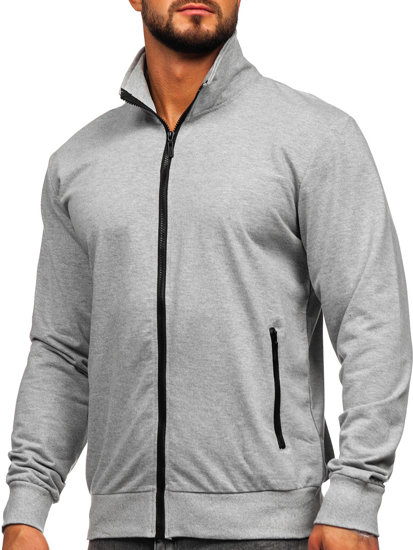 Sudadera abierta de cuello alto para hombre gris Bolf B230