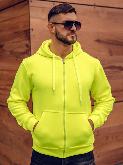 Sudadera abierta gruesa con capucha para hombre amarillo y fluorescente Bolf 2008A