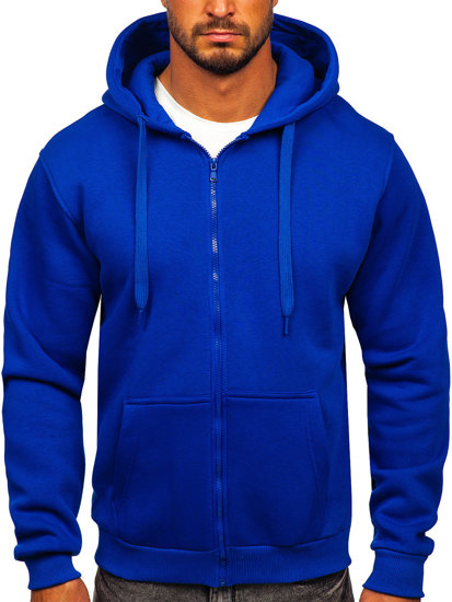 Sudadera abierta gruesa con capucha para hombre azul medio Bolf 2008