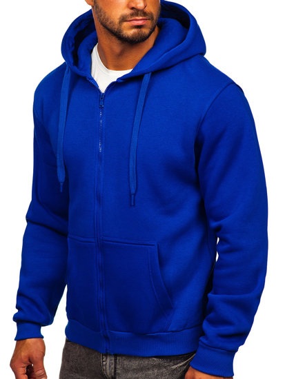 Sudadera abierta gruesa con capucha para hombre azul medio Bolf 2008