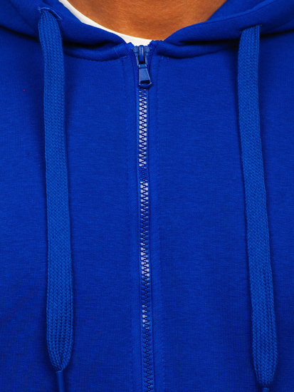 Sudadera abierta gruesa con capucha para hombre azul medio Bolf 2008