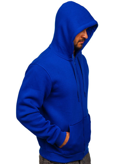 Sudadera abierta gruesa con capucha para hombre azul medio Bolf 2008