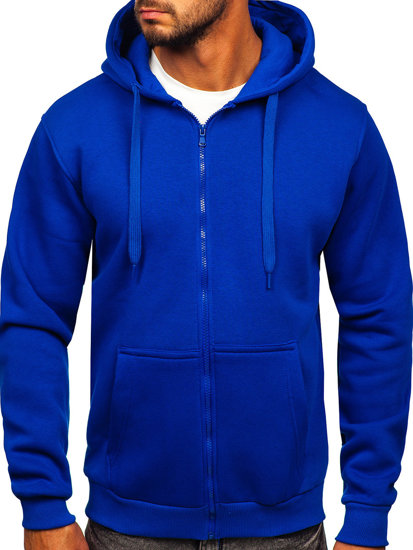 Sudadera abierta gruesa con capucha para hombre azul medio Bolf 2008