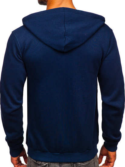 Sudadera abierta gruesa con capucha para hombre azul oscuro Bolf 2008