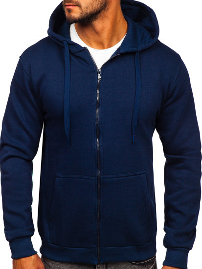 Sudadera abierta gruesa con capucha para hombre azul oscuro Bolf 2008