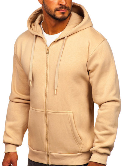 Sudadera abierta gruesa con capucha para hombre beige Bolf 2008