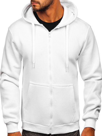 Sudadera abierta gruesa con capucha para hombre blanco Bolf 2008