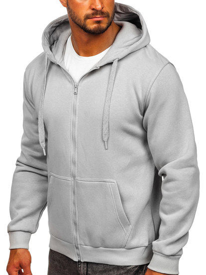 Sudadera abierta gruesa con capucha para hombre gris Bolf 2008