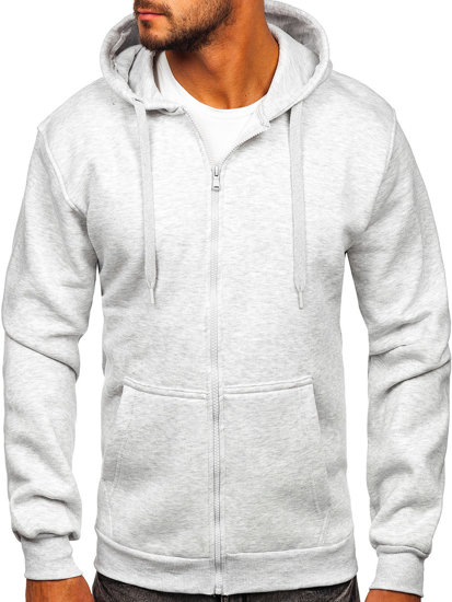 Sudadera abierta gruesa con capucha para hombre gris claro Bolf 2008