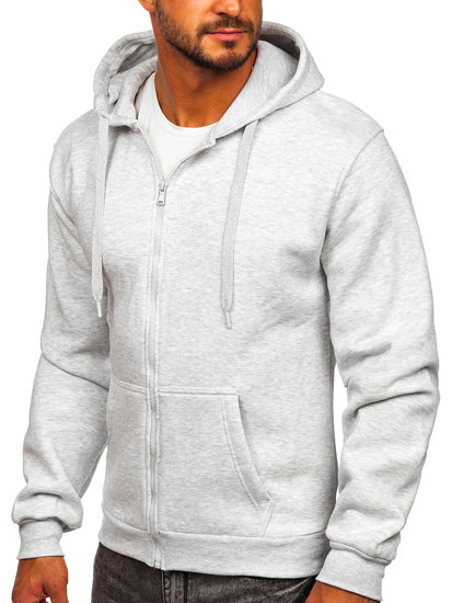 Sudadera abierta gruesa con capucha para hombre gris claro Bolf 2008