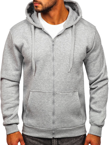 Sudadera abierta gruesa con capucha para hombre gris oscuro Bolf 2008