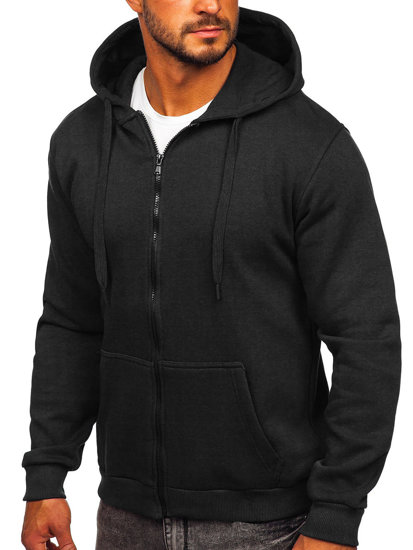 Sudadera abierta gruesa con capucha para hombre negro Bolf 2008