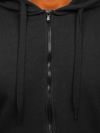 Sudadera abierta gruesa con capucha para hombre negro Bolf 2008