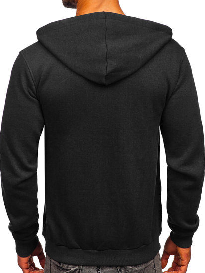 Sudadera abierta gruesa con capucha para hombre negro Bolf 2008