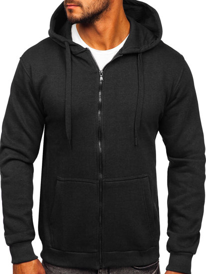 Sudadera abierta gruesa con capucha para hombre negro Bolf 2008