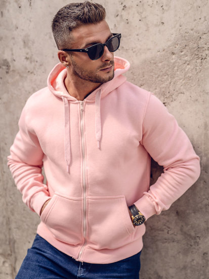 Sudadera abierta gruesa con capucha para hombre rosa claro Bolf 2008A