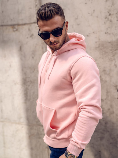 Sudadera abierta gruesa con capucha para hombre rosa claro Bolf 2008A