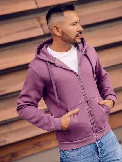 Sudadera abierta gruesa con capucha para hombre violeta Bolf 2008A