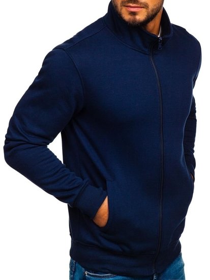 Sudadera abierta sin capucha para hombre azul oscuro Bolf B002