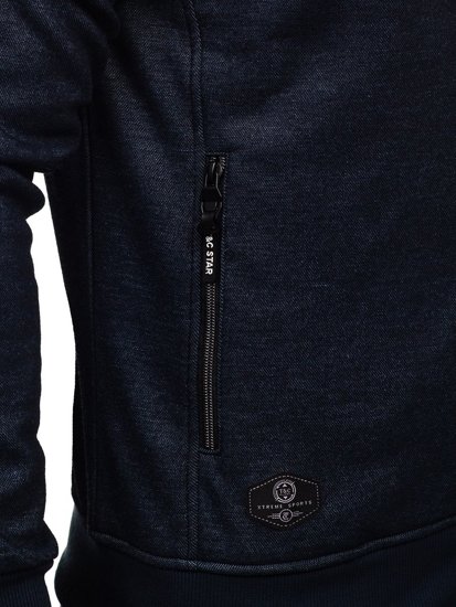 Sudadera abierta sin capucha para hombre azul oscuro Bolf TC987