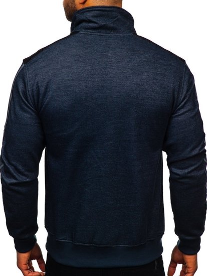 Sudadera abierta sin capucha para hombre azul oscuro Bolf TC987