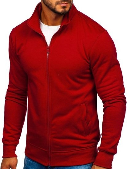 Sudadera abierta sin capucha para hombre color burdeos Bolf B002